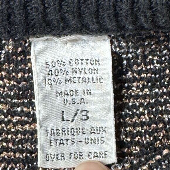 VTG 90s COMPAGNIE INTERNATIONALE EXPRESS Sparkly Lurex Long Sweater Size L USA - Picture 2 of 7